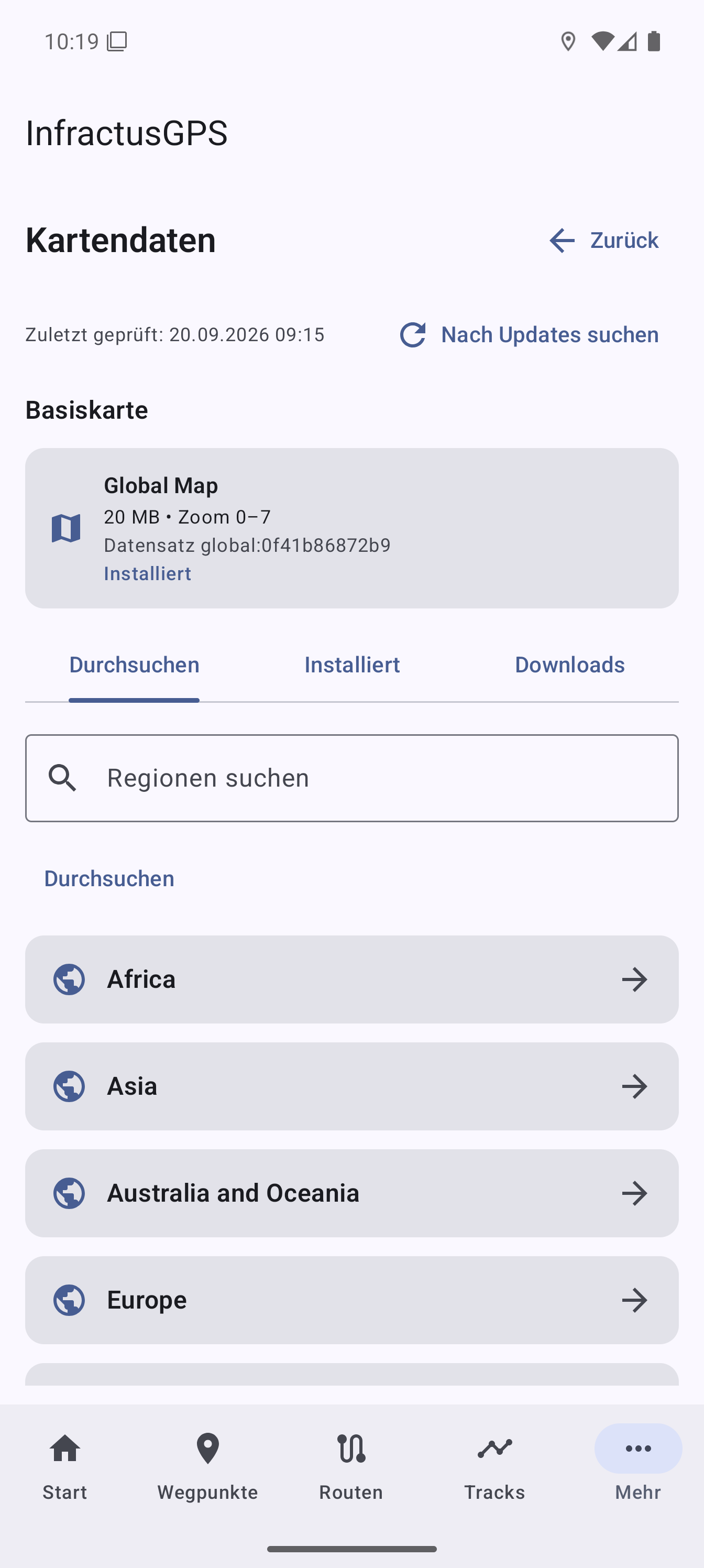 Offline-Kartenpakete in InfractusGPS