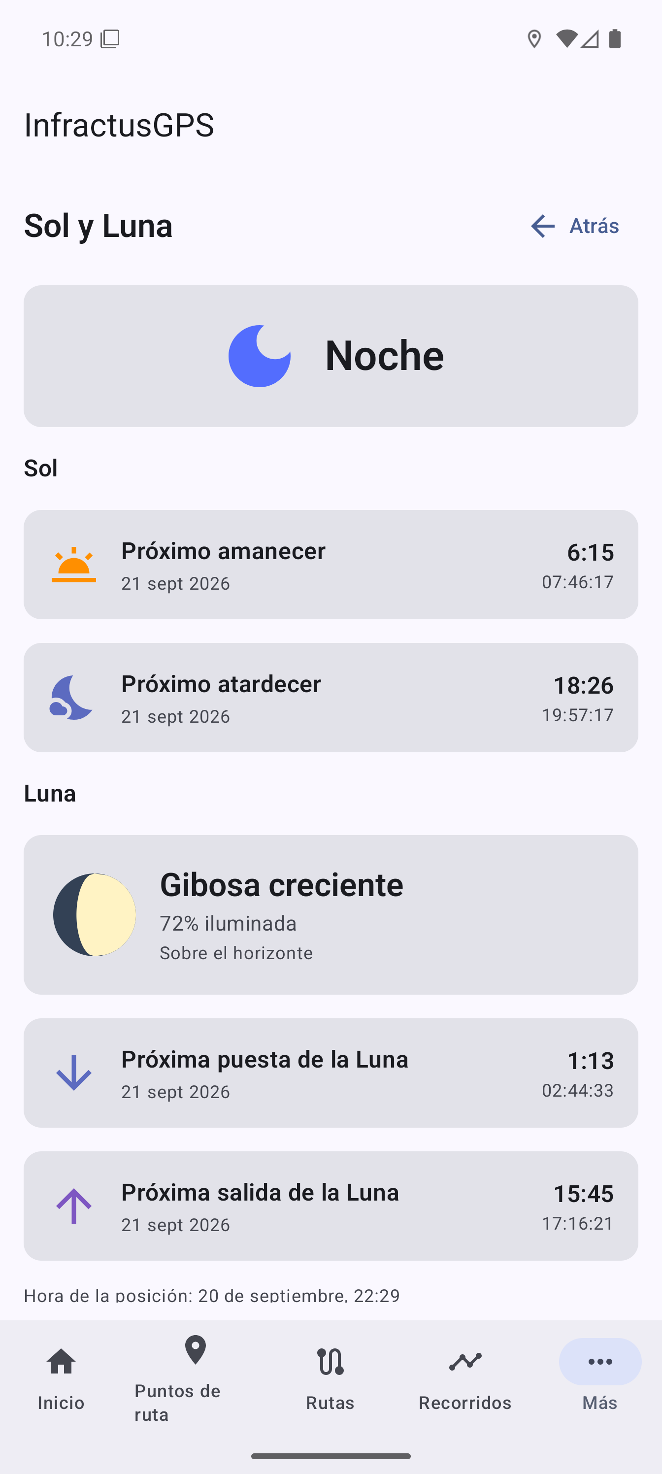 Información del Sol y la Luna