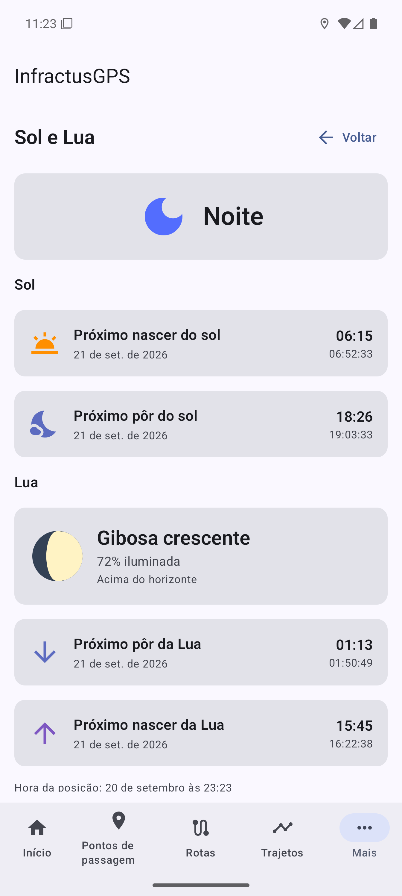 Informações do Sol e da Lua