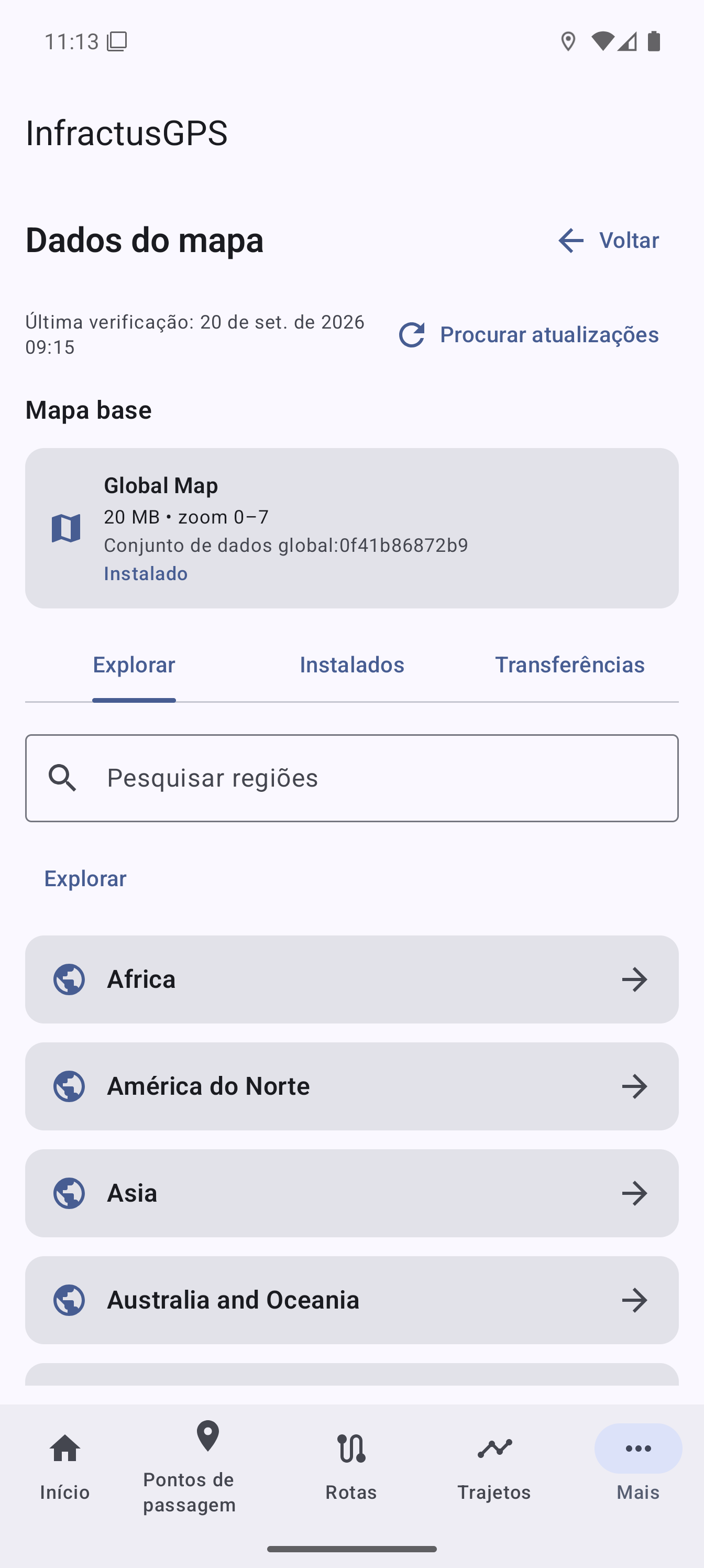Mapas offline descarregáveis