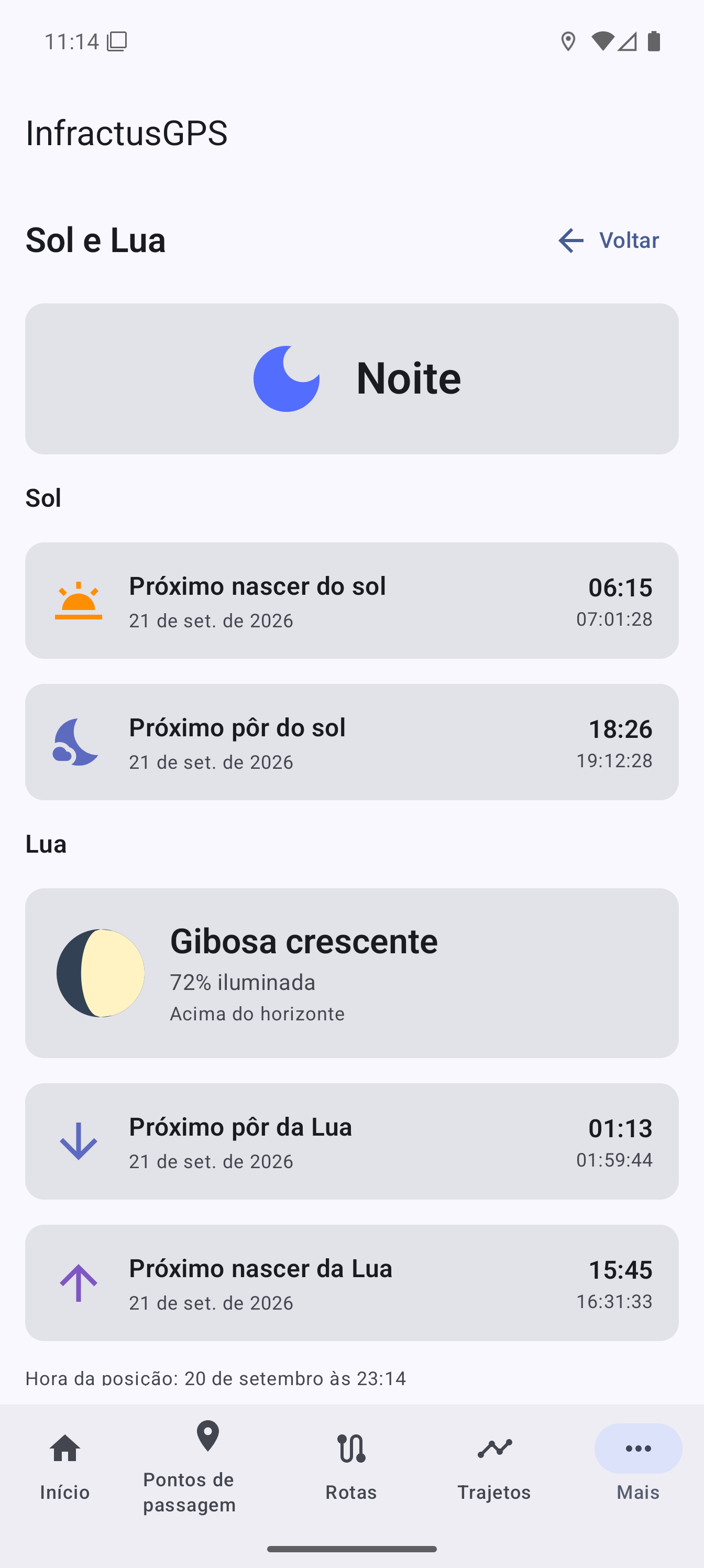 Informações do Sol e da Lua
